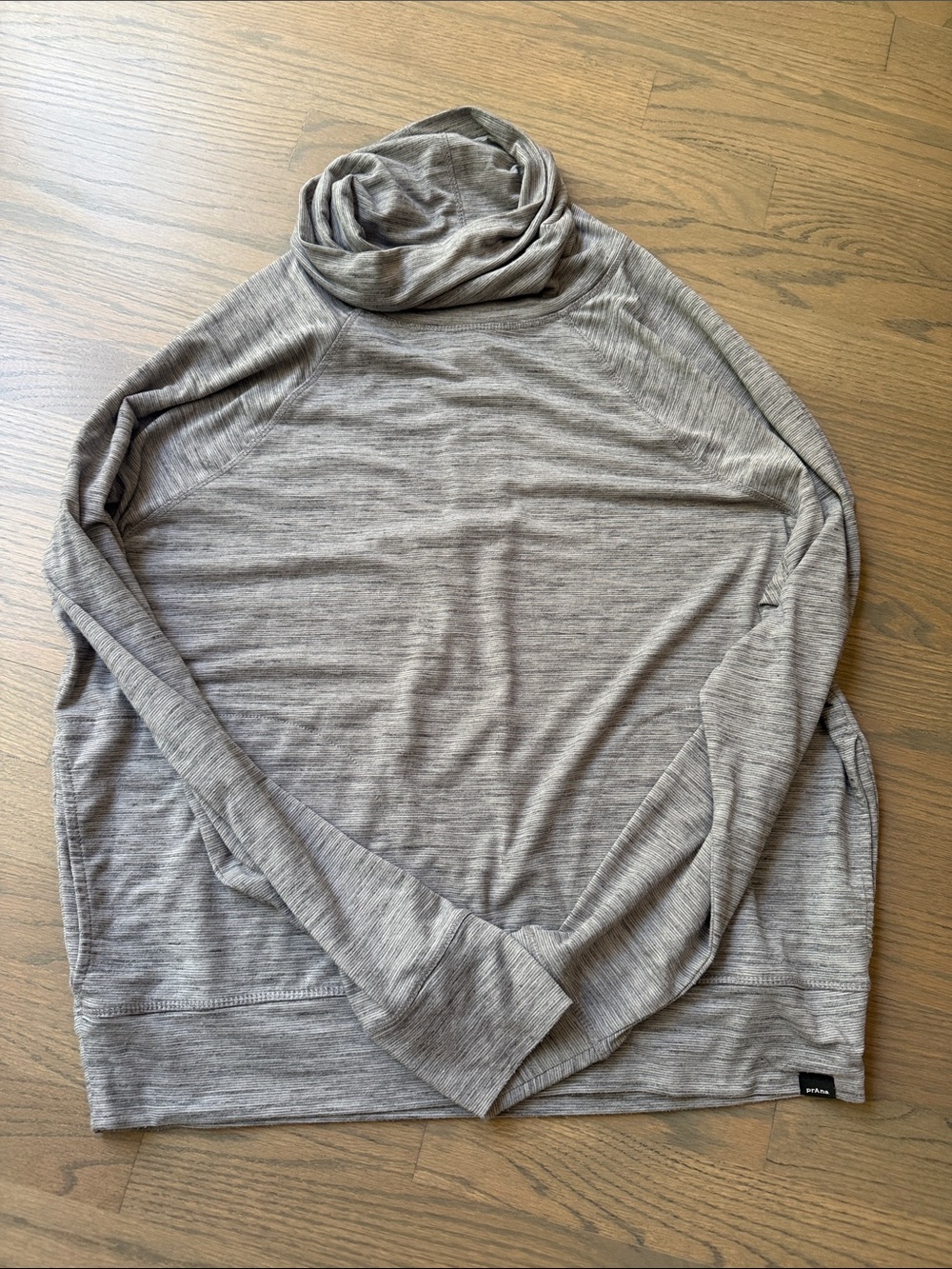 Prana Women's Heather Taupe Cowl Neck Long Sleeve Tee